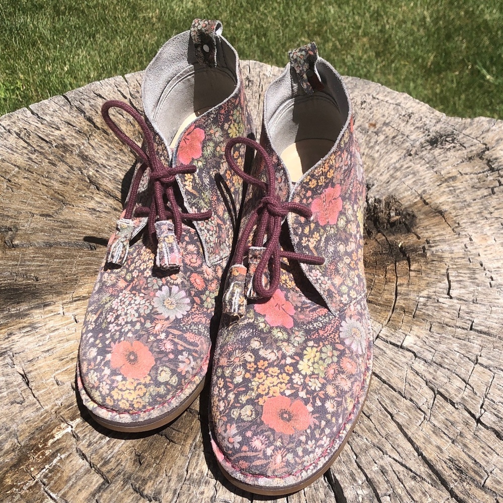 Floral Suede Ankle Boots